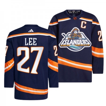 Män Ishockey New York Islanders tröja Anders Lee 27 Adidas 2022-23 Navy Reverse Retro 2.0 Authentic